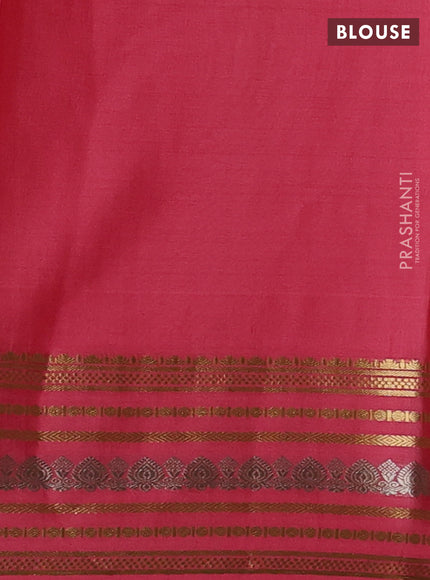 Pure mysore silk saree peach pink with allover zari checks & buttas and zari woven border