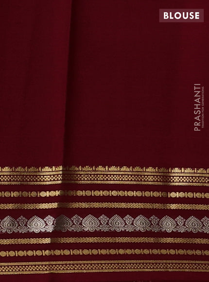 Pure mysore silk saree maroon with allover zari checks & buttas and zari woven border