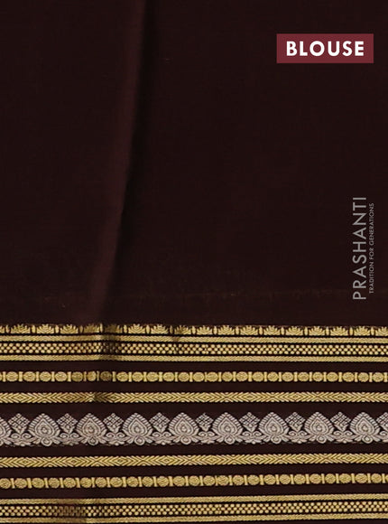 Pure mysore silk saree coffee brown with allover zari checks & buttas and zari woven border