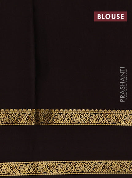 Pure mysore silk saree orange and coffee brown with allover zari checks & buttas and rettapet zari woven border