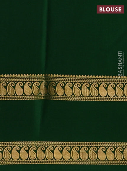 Pure mysore silk saree red and green with allover zari checks & buttas and rettapet zari woven border