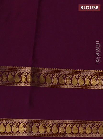 Pure mysore silk saree yellow and purple with allover zari checks & buttas and rettapet zari woven border
