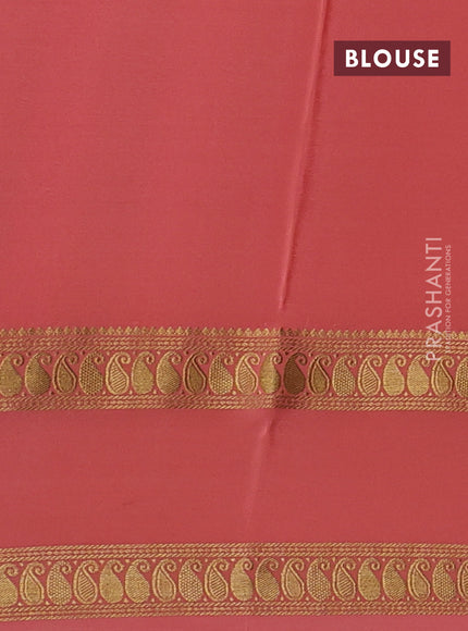 Pure mysore silk saree red and peach shade with allover zari checks & buttas and rettapet zari woven border