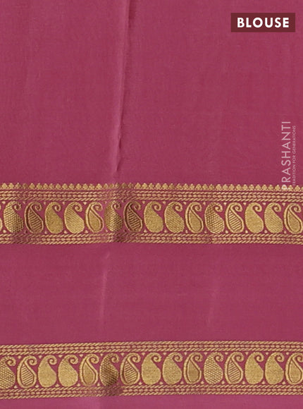 Pure mysore silk saree wine shade and mauve pink with allover zari checks & buttas and rettapet zari woven border