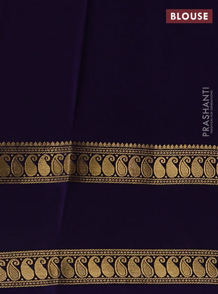 Pure mysore silk saree magenta pink and deep violet with allover zari checks & buttas and rettapet zari woven border