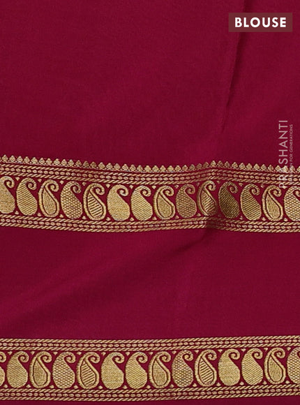 Pure mysore silk saree teal green and dark pink with allover zari checks & buttas and rettapet zari woven border