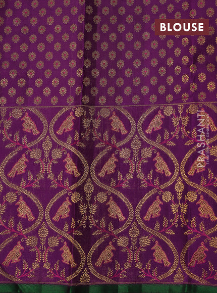 Orange & Purple Pure Kanchipuram silk saree