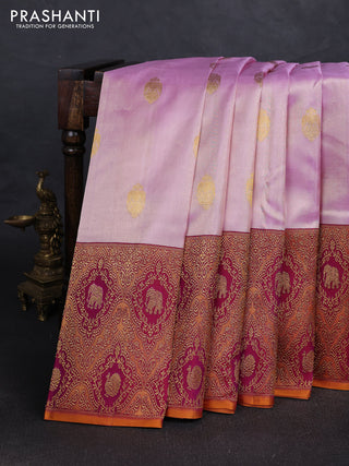 Lilac & Purple Pure Kanchipuram Tissue Silk Saree Brocade Border