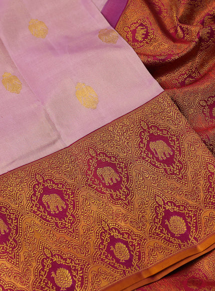 Lilac & Purple Pure Kanchipuram Tissue Silk Saree Brocade Border