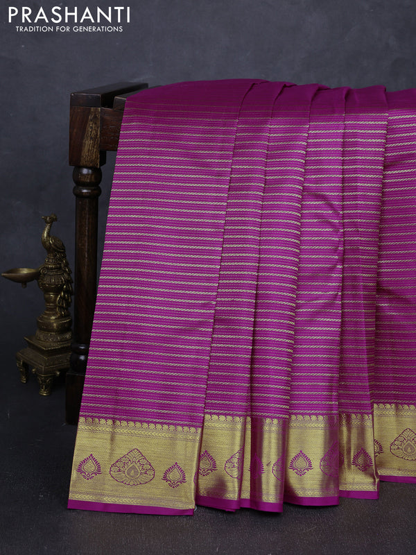 Pure Kanchipuram silk saree purple with allover zari woven veldhari weaves and zari woven border