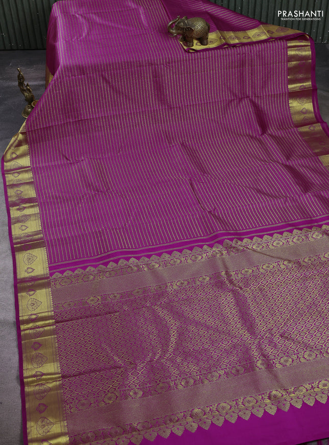 Pure Kanchipuram silk saree purple with allover zari woven veldhari weaves and zari woven border