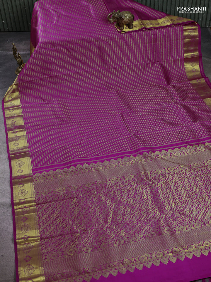 Pure Kanchipuram silk saree purple with allover zari woven veldhari weaves and zari woven border