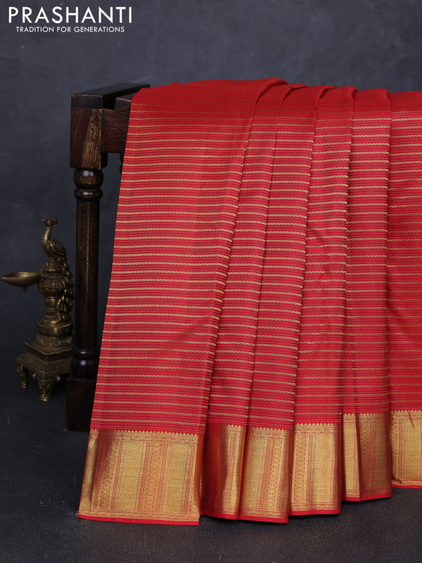 Pure Kanchipuram silk saree red with allover zari woven veldhari weaves and zari woven border