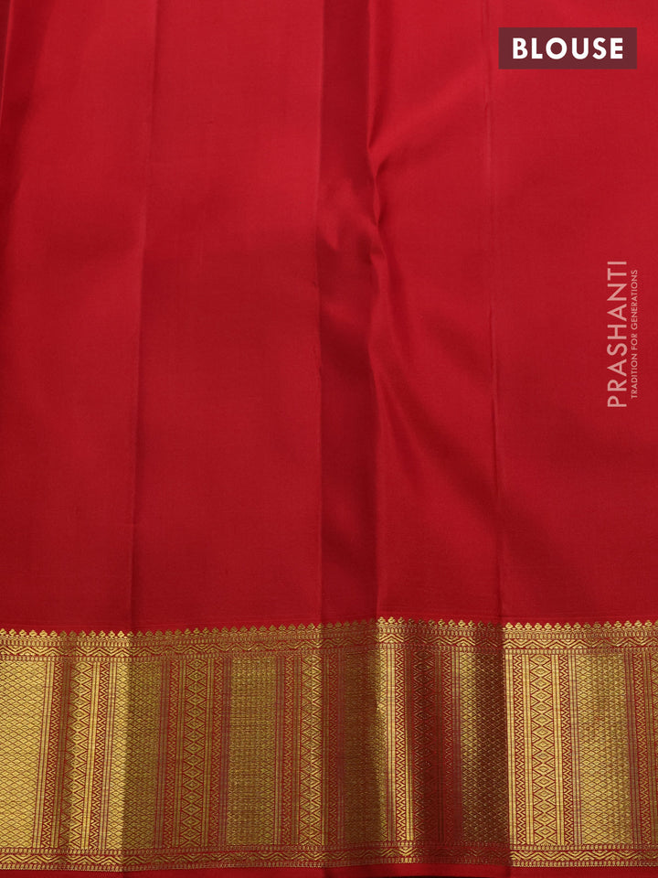 Pure Kanchipuram silk saree red with allover zari woven veldhari weaves and zari woven border