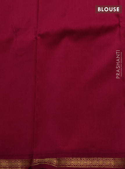 Pure Kanchipuram silk saree peach and magenta pink with digital prints