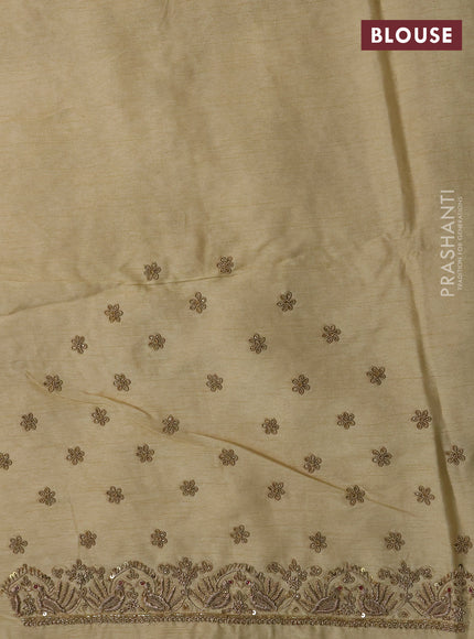 Pure Kanchipuram silk saree cream with allover zari woven brocade weaves and rich zari woven embroidery border