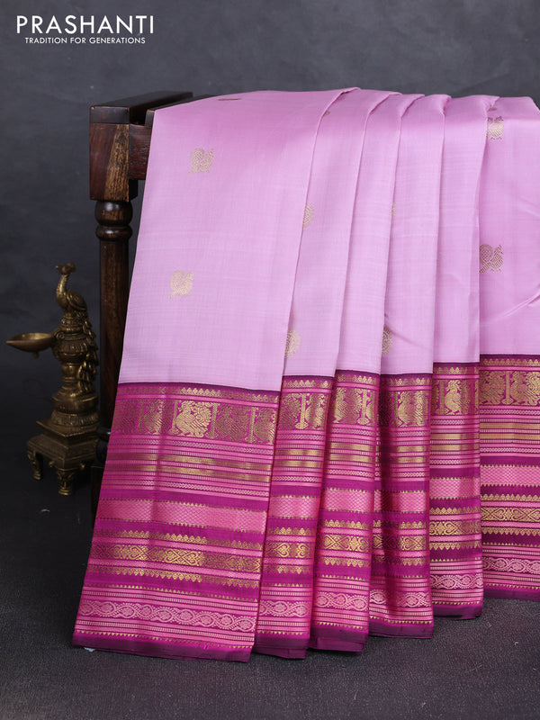 Lilac & Purple Pure kanchipuram silk saree Korvai Border