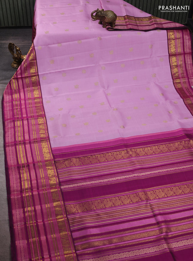 Lilac & Purple Pure kanchipuram silk saree Korvai Border