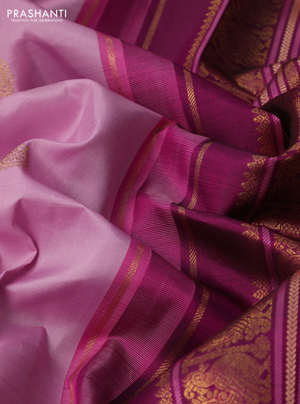 Lilac & Purple Pure kanchipuram silk saree Korvai Border