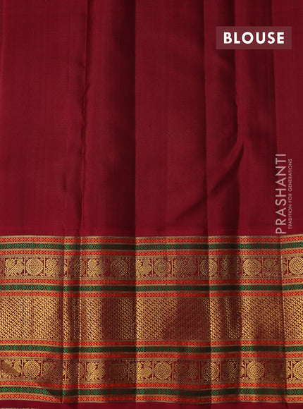 Beige & Maroon Pure kanchipuram silk saree Korvai Border