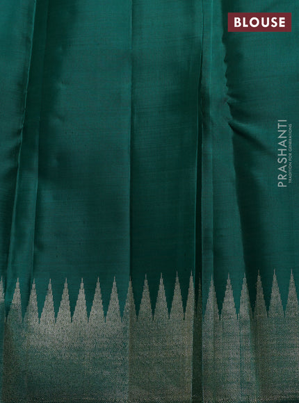 Blue & Green Pure Kanchipuram Designer Silk Saree blue and green Bridal kanchipuram