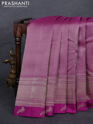 Purple Pure Kanchipuram Silk Saree Parrot Border purple and Bridal kanchipuram