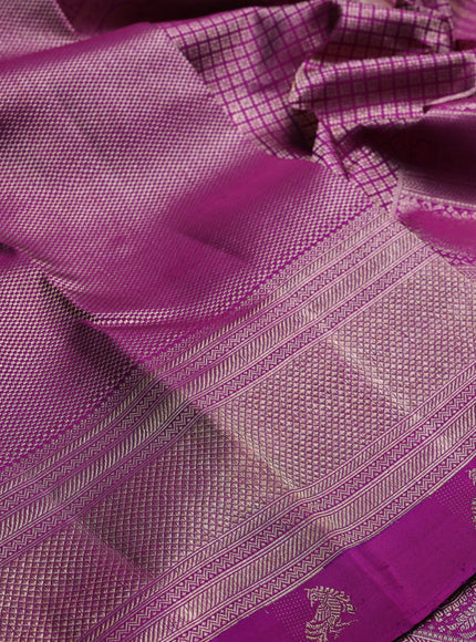 Purple Pure Kanchipuram Silk Saree Parrot Border purple and Bridal kanchipuram