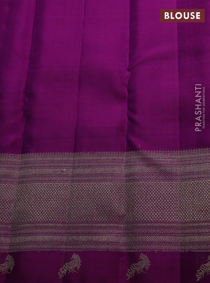 Purple Pure Kanchipuram Silk Saree Parrot Border purple and Bridal kanchipuram