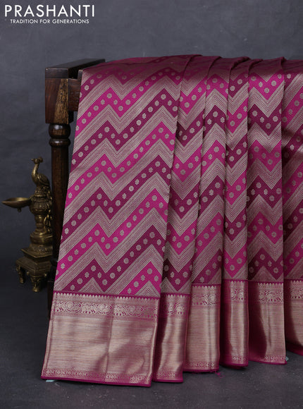 Magenta Pink Pure Kanchipuram Silk Saree Rangkat magenta pink and Bridal kanchipuram