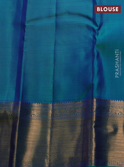 Blue & Teal Green Pure Kanchipuram Silk Saree Designer