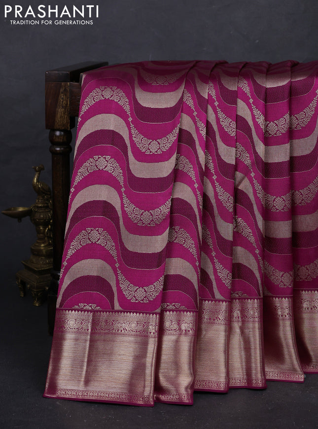 Magenta Pink Pure Kanchipuram Silk Saree Designer