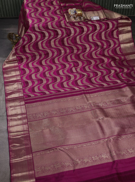 Magenta Pink Pure Kanchipuram Silk Saree Designer