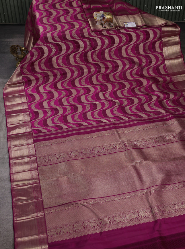 Magenta Pink Pure Kanchipuram Silk Saree Designer