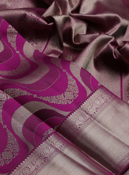 Magenta Pink Pure Kanchipuram Silk Saree Designer