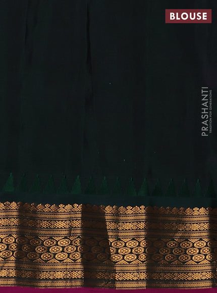 Pure gadwal silk saree dual shade of pinkish mustard and dual shade of bottle green with zari woven buttas and temple design zari woven border