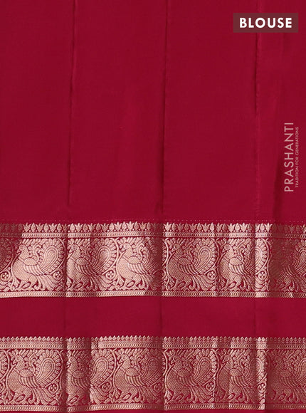 Pure gadwal silk saree light green and dark pink with allover zari stripe pattern and rettapet zari woven border