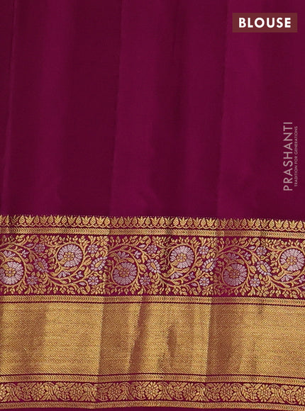 Pure gadwal silk saree dual shade of teal blue and dark magenta pink with zari woven buttas and zari woven border