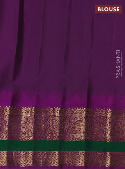 Pure gadwal silk saree orange and purple with zari woven buttas and temple design rettapet zari woven border