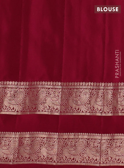 Pure gadwal silk saree mustard shade and dark magenta pink with allover zari stripe pattern and rettapet zari woven border