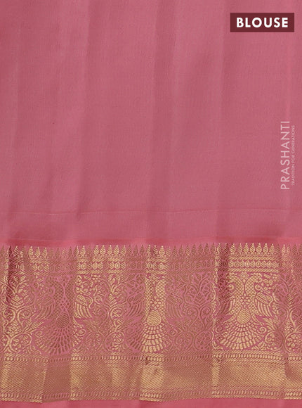 Pure gadwal silk saree maroon and peach shade with zari woven buttas and temple design zari woven border