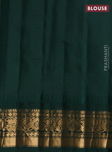 Pure gadwal silk saree pink and bottle green with allover zari checks & buttas and temple design zari woven border