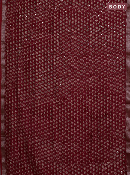 Chanderi silk cotton saree red with allover floral butta prints & mirror work and banarasi border