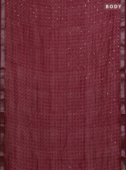 Chanderi silk cotton saree red with allover paisley butta prints & mirror work and banarasi border