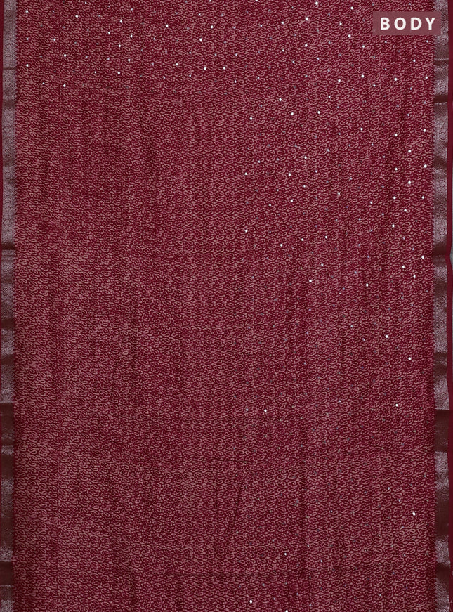 Chanderi silk cotton saree red with allover paisley butta prints & mirror work and banarasi border