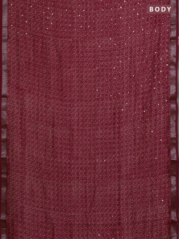 Chanderi silk cotton saree red with allover paisley butta prints & mirror work and banarasi border