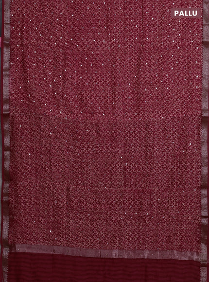 Chanderi silk cotton saree red with allover paisley butta prints & mirror work and banarasi border