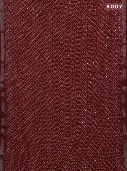 Chanderi silk cotton saree red with allover butta prints & mirror work and banarasi border