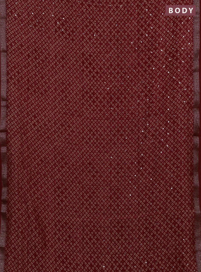 Chanderi silk cotton saree red with allover butta prints & mirror work and banarasi border
