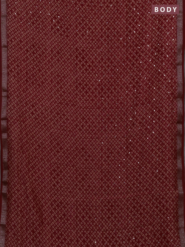 Chanderi silk cotton saree red with allover butta prints & mirror work and banarasi border