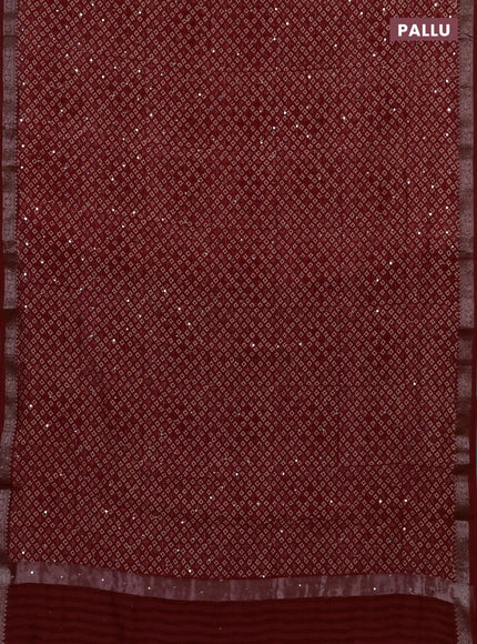 Chanderi silk cotton saree red with allover butta prints & mirror work and banarasi border